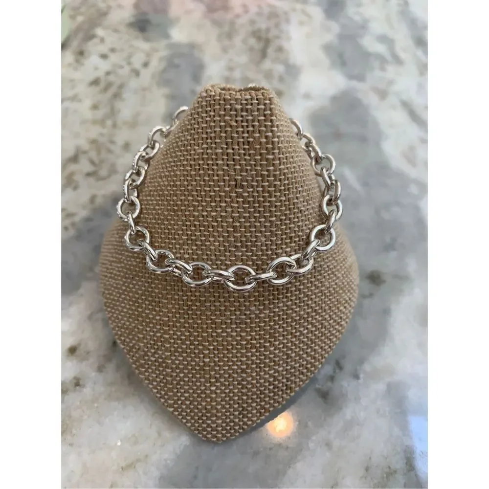 .925 Cable Link Sterling Silver Bracelet #charm bracelet